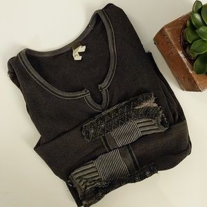 Gray Thermal with Embroidered Sleeves